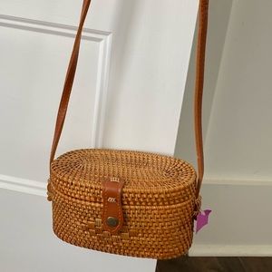Weaved basket purse with lining from Costa Rica